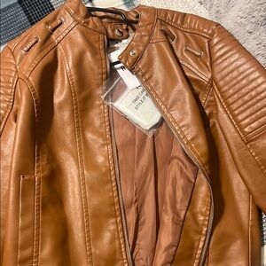 Tan Faux Leather Jacket